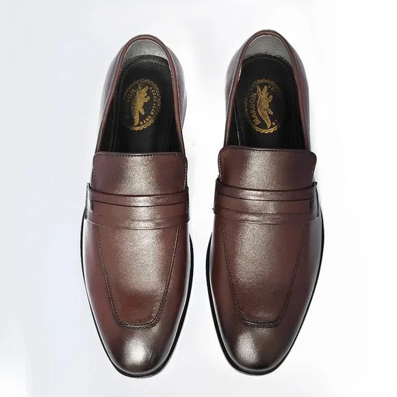 Bashwood Two Tone Brown Leather Loafers For Men display picture 1
